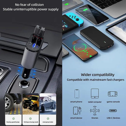 JLE 4 IN 1 Retractable Car Charger