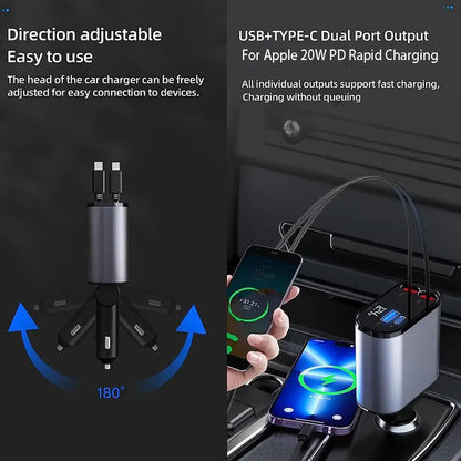 JLE 4 IN 1 Retractable Car Charger